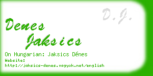 denes jaksics business card